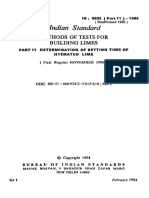 Indian Standard: Methods of Tests For Building Limes