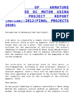 Modeling OF Armature Controlled DC Motor Using Matlab Project (Matlab) - 2012 (Final Projects 2030)