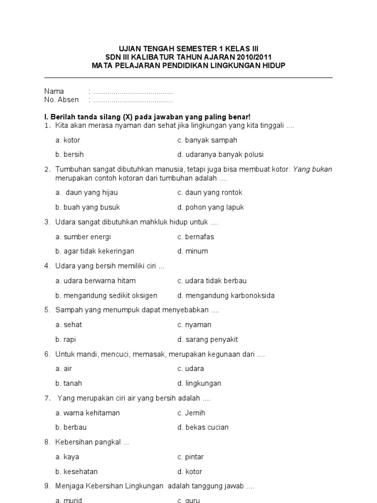 Soal Plh Kelas 5 Semester 2 Revisi Sekolah