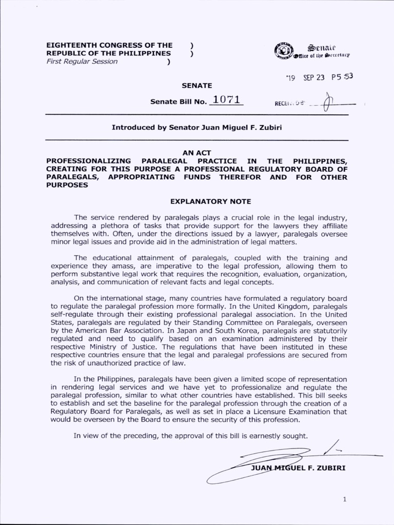 Professionalizing Paralegal Practice in the Philippines: A Bill to ...