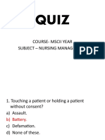 Course-Mscii Year Subject - Nursing Management