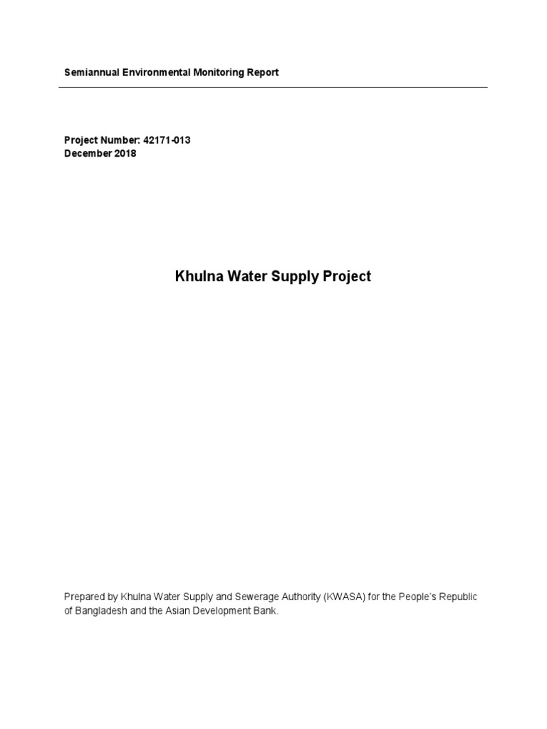 Khulna Water Supply Project 2018 PDF Soil Water Pollution