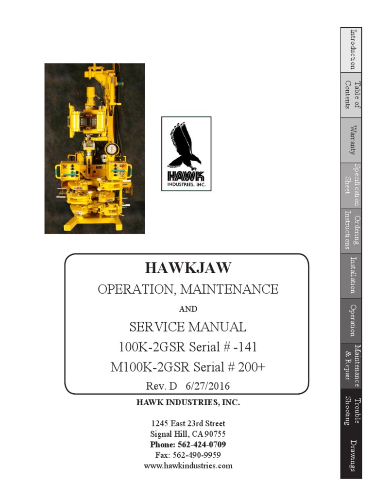 100K-2GSR - M100K HAWKJAW SR MANUAL Rev D PDF | Download Free PDF | Nut ...