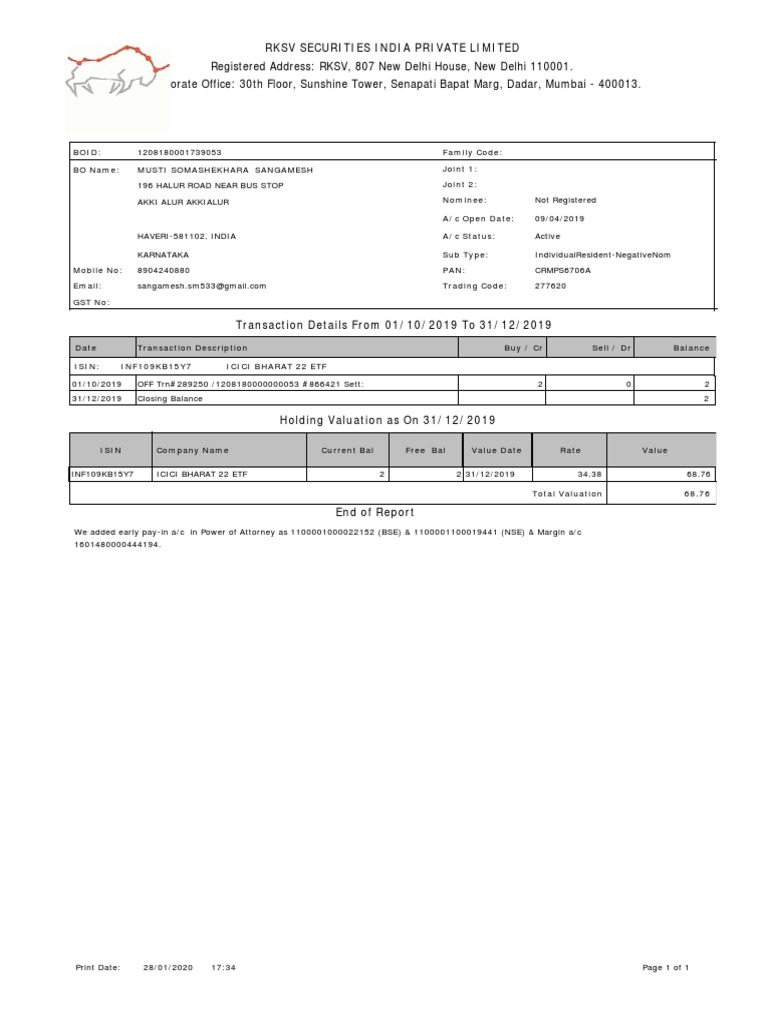 Investor Account Statement | PDF | Equity Securities | Investing