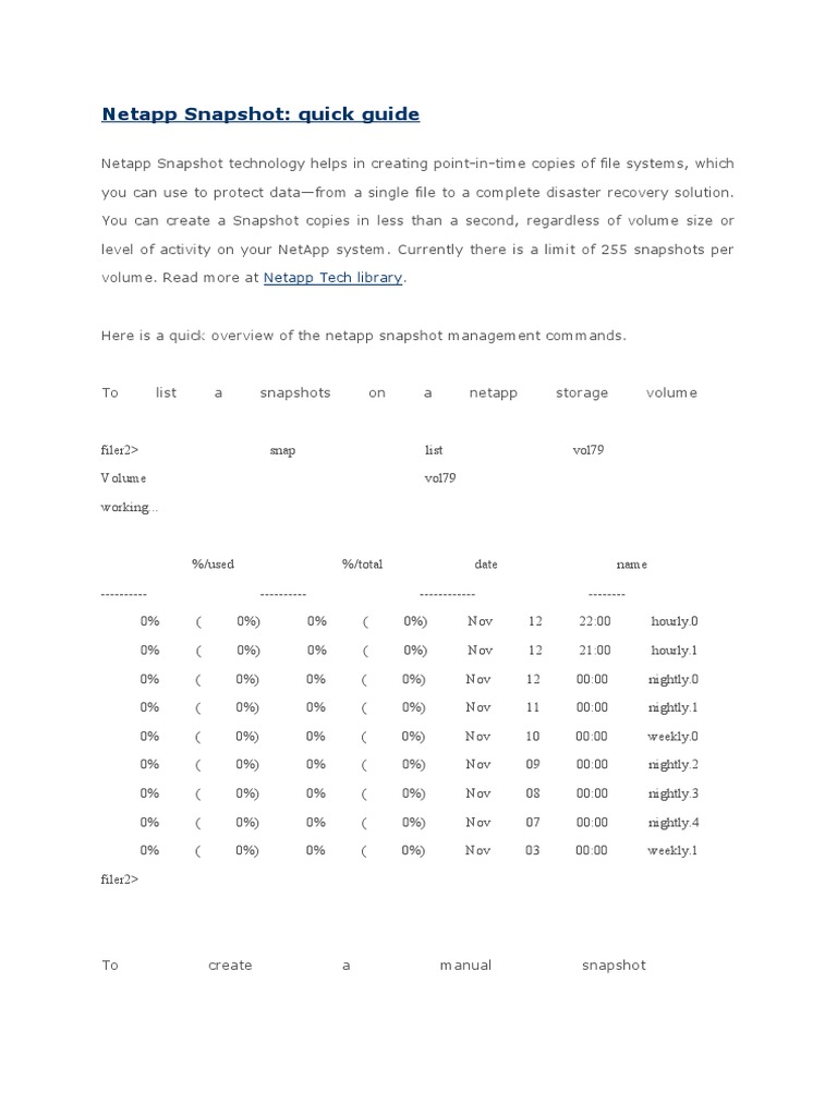 Netapp Snapshot Quick Guide PDF Information Retrieval Software
