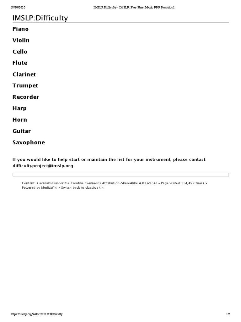 IMSLP - Difficulty - IMSLP - Free Sheet Music PDF Download PDF | PDF