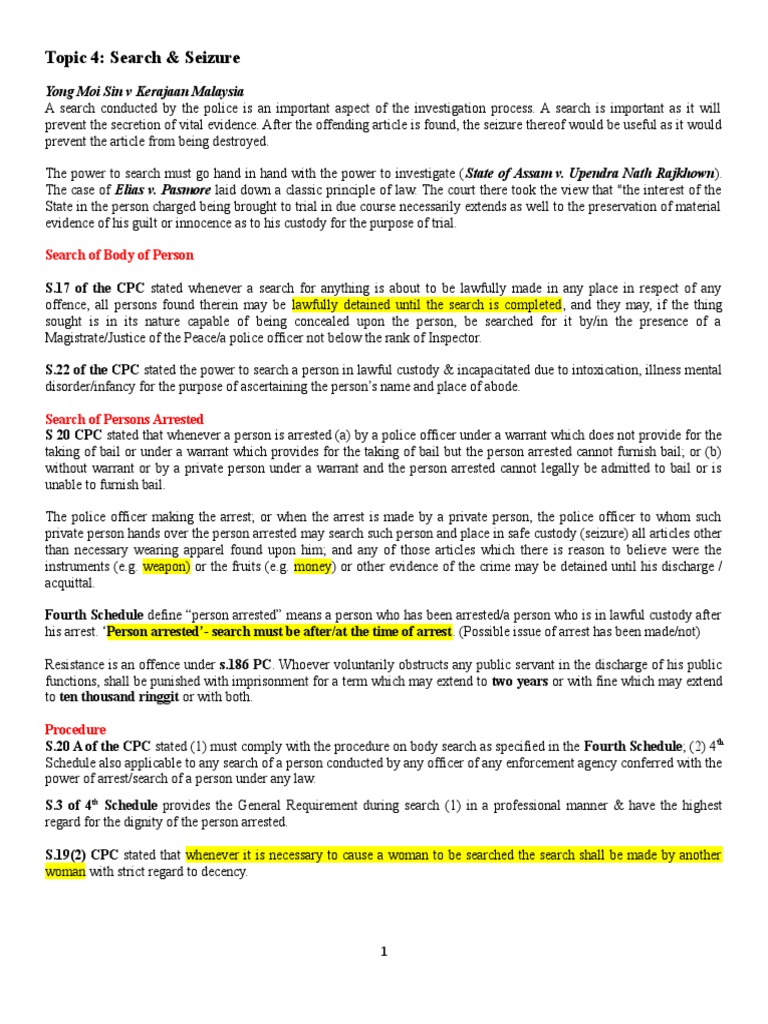 Legal Framework for Search and Seizure | PDF | Search And Seizure ...