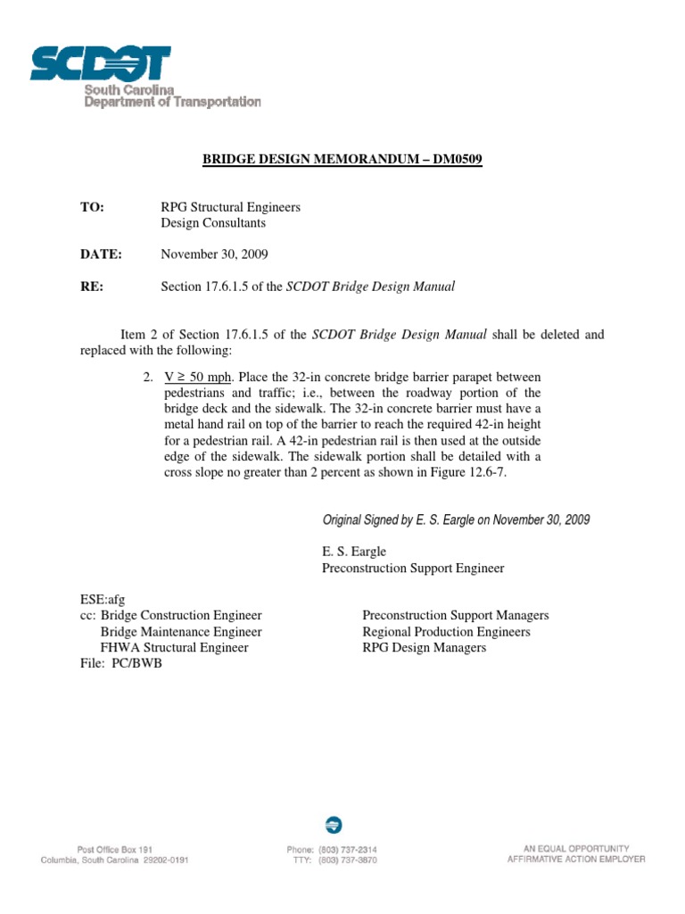 SCDOT Bridge Design Update DM0509 | PDF