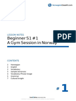 Beginner S1 #1 A Gym Session in Norway: Lesson Notes