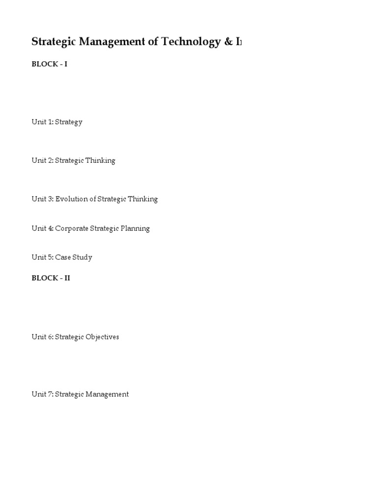 A Comprehensive Guide to Strategic Management of Technology and ...