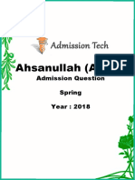 Ahsanullah (AUST) : Admission Question Spring Year: 2018