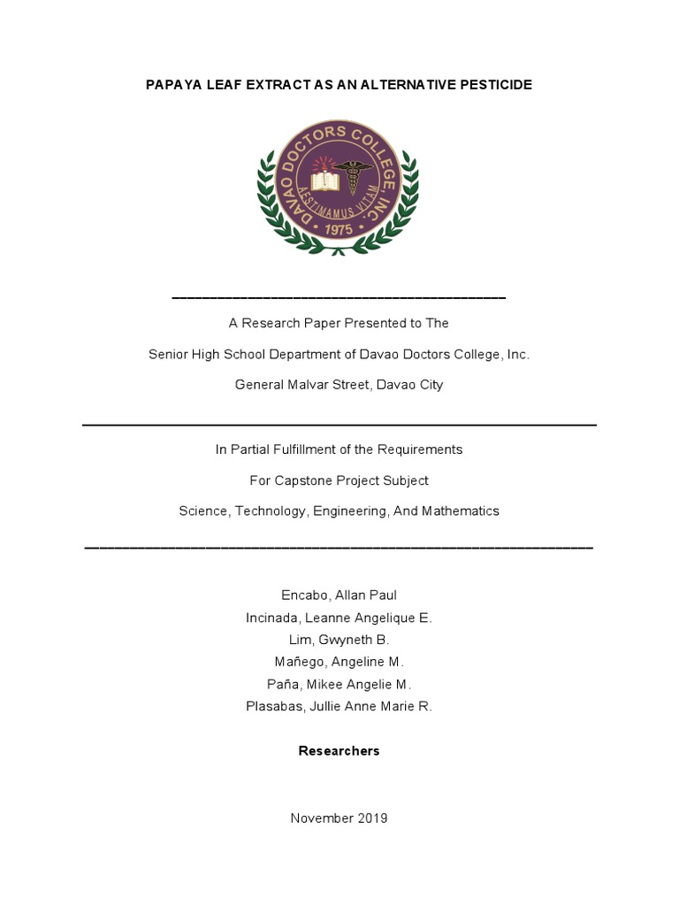 Papaya Leaf Extract As An Alternative Pesticide PDF