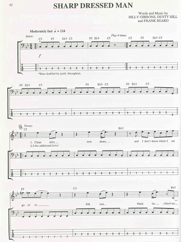 ZZ Top - Sharped Dressed Man - Bass | PDF