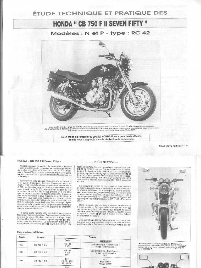 Honda CB750 F2 Seven Fifty RC42 92-95 ENG by Mosue PDF | PDF