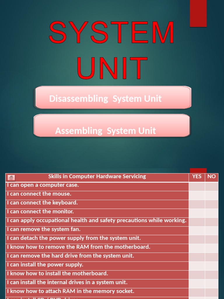 Lesson 4. Assembly and Disassembly PDF Personal Computers Media