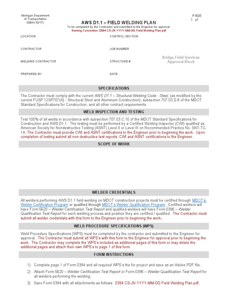 AWS D1.1 Field Welding Plan Guide | PDF | Welding | Construction