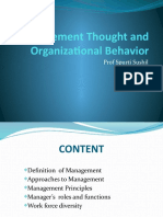Management Thought and Organizational Behavior: Prof Spurti Sushil