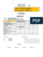 Special Teacher'S Evaluation Sheet: Library