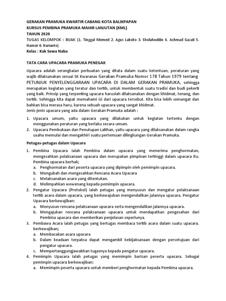 Tata Cara Upacara Pramuka Penegak | PDF