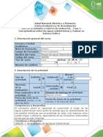 Guía de actividades y rúbrica de evaluación - Fase 1 - Conceptualizar sobre las aguas subterráneas y realizar un balance hídrico