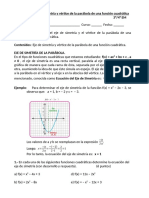 Determina eje y vértice parábola función cuadrática