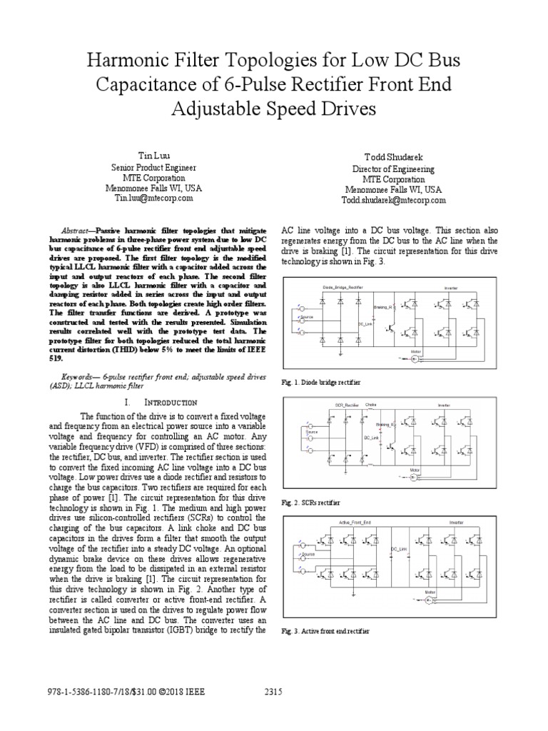6 Pulse Rectifier Harmonics PDF PDF Rectifier Electronic Filter