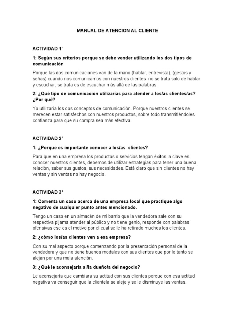 Manual de Atención al Cliente | PDF | Cliente | Business