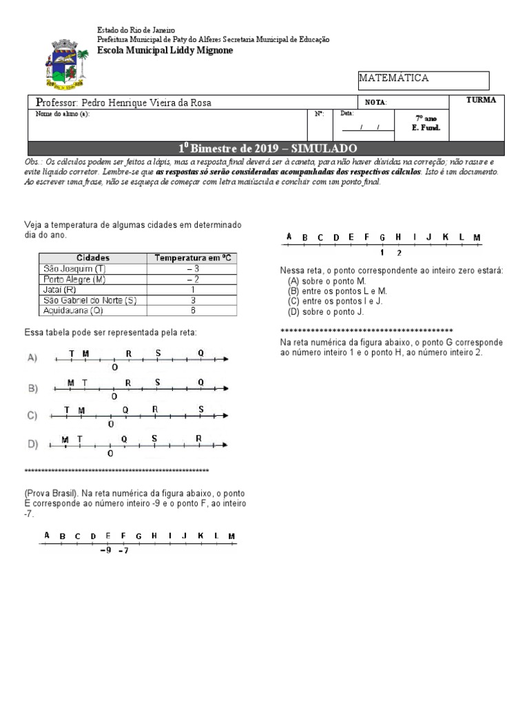 SIMULADO PROVA BRASIL 2011 (MODELO TESTE) - MATEMÁTICA