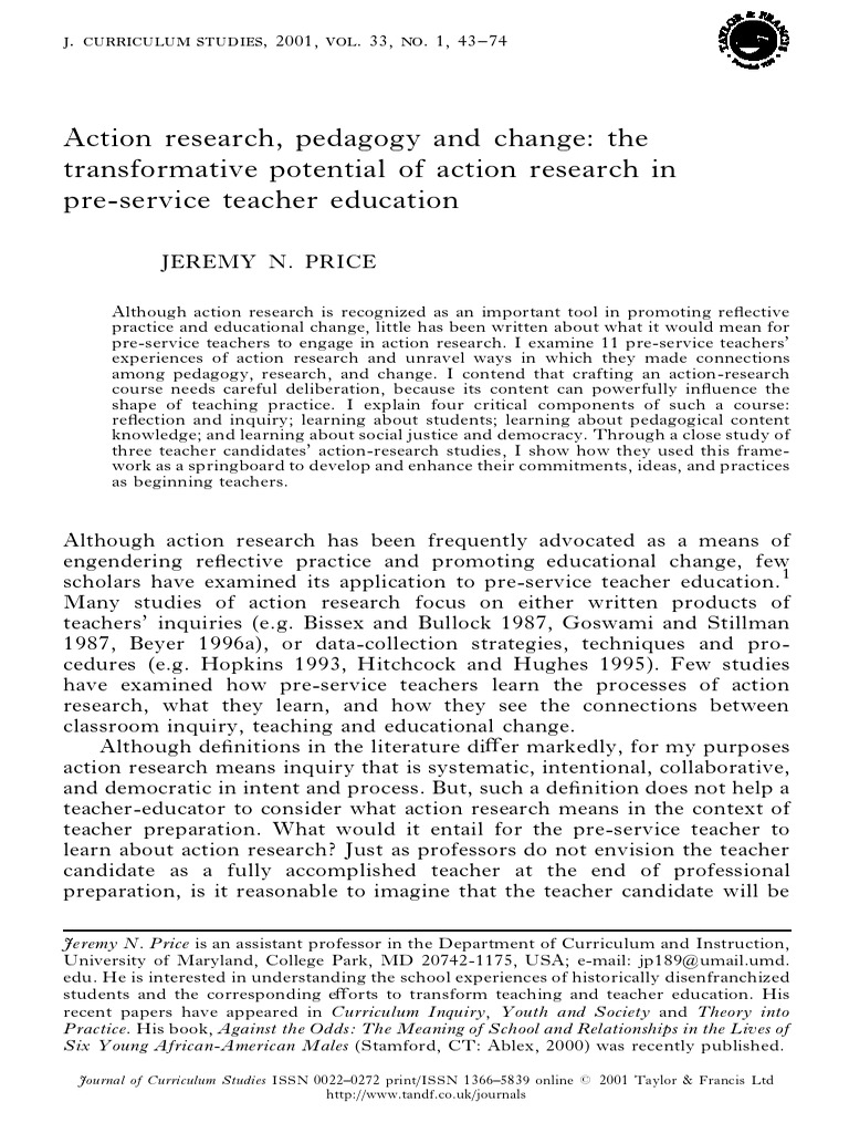 Action Research in Teacher Education | PDF | Teachers | Action Research