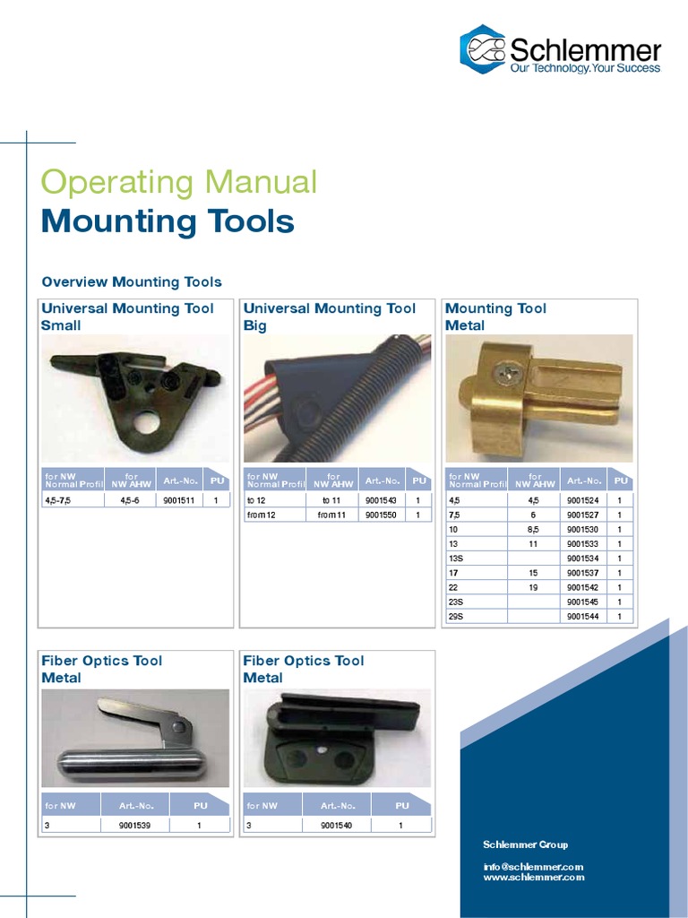 Mounting Tools Operating Manual | PDF | Economic Sectors | Machines