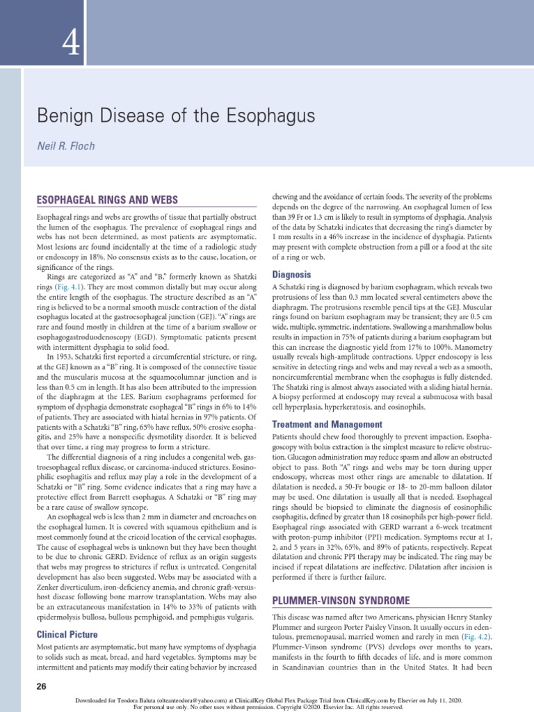 Benign Disease of The Esophagus PDF | PDF | Esophagus ...