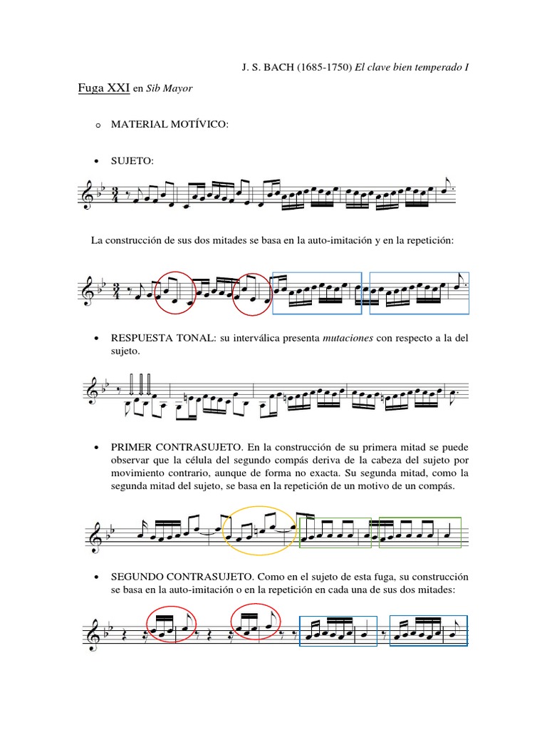 Análisis de La Fuga XXI | PDF | Teoría musical | Elementos de la música
