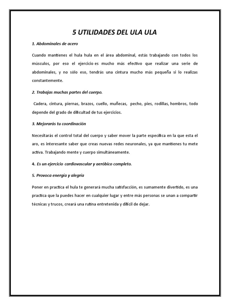 5 Utilidades Del Ula Ula | PDF