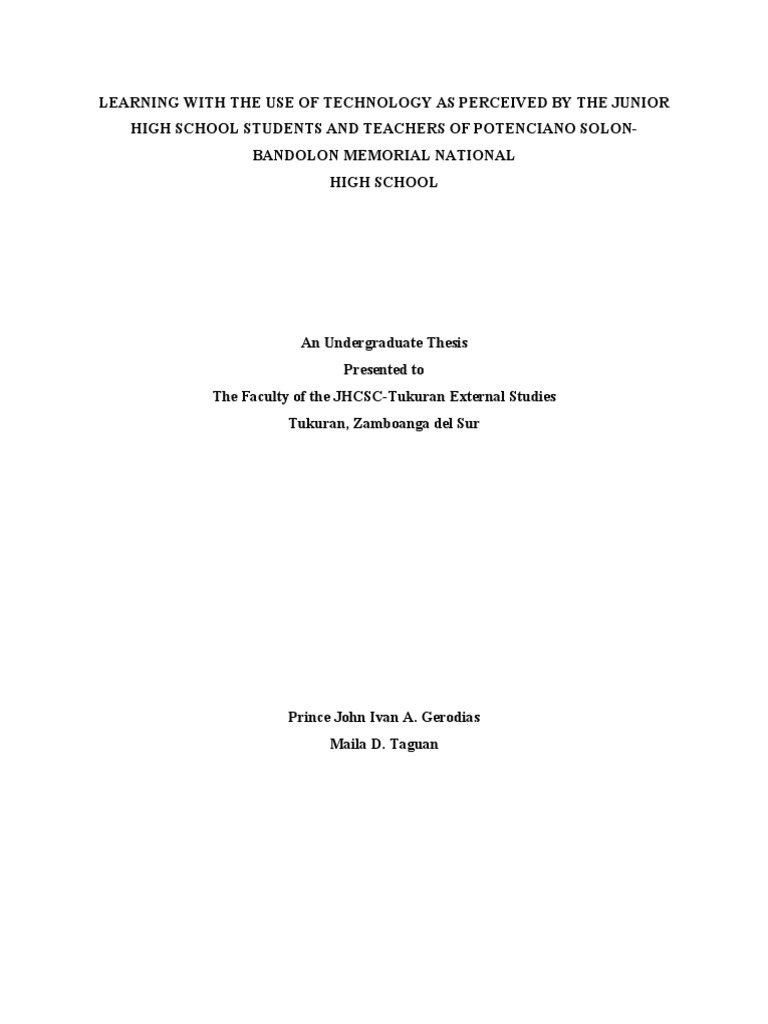 Technology in Junior High Learning Insights | PDF | Educational ...