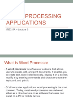 Word Processing Applications: ITEC 5A - Lecture 3