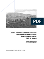 Calidad Ambiental y Su Relación Con El Crecimiento Económico en El Área Metropolitana Del Valle de Aburrá