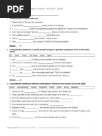 Pre-Intermediate Progress Test Unit 1 Test B: Photocopiable © Oxford University Press Solutions 2