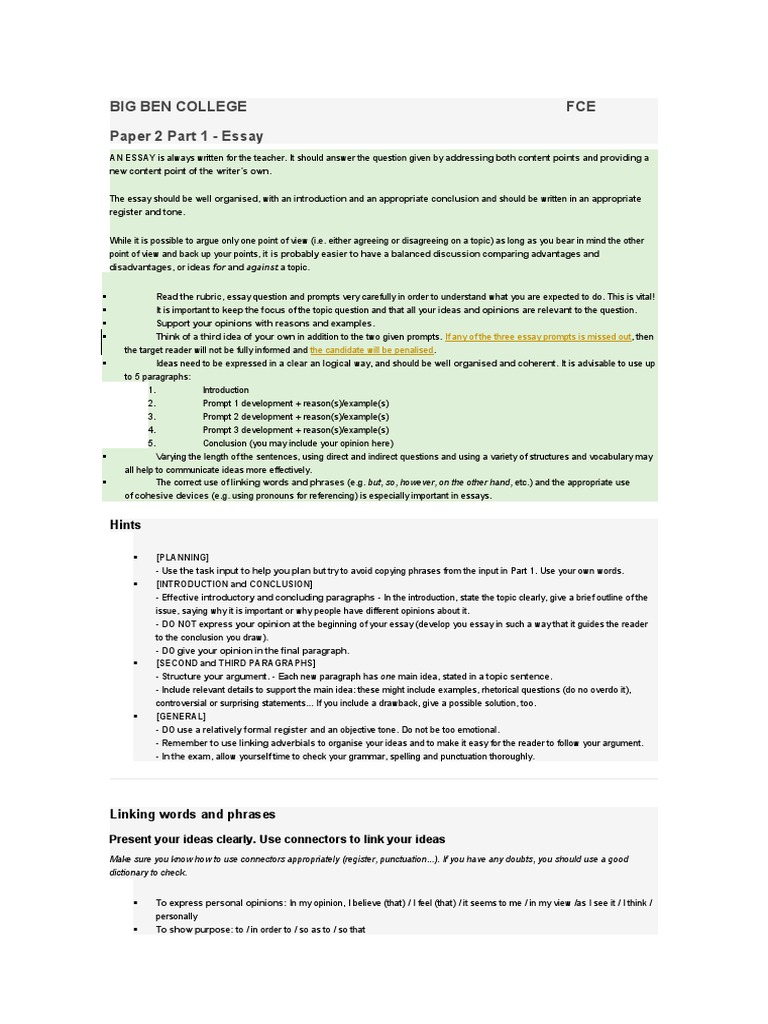 FCE Essay Writing Guide | PDF | Idea | Essays