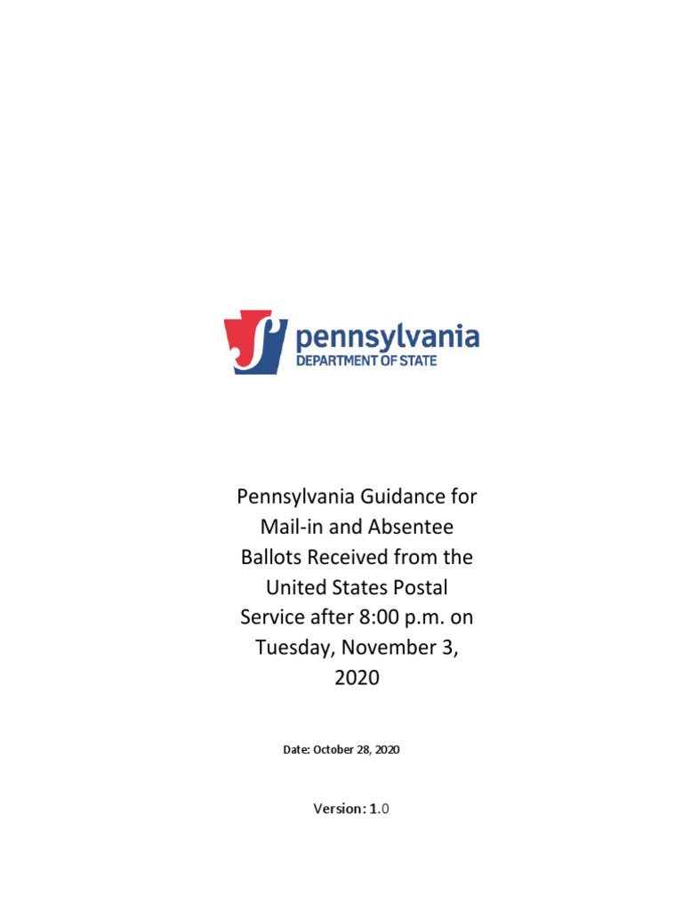 PA Mail-in Ballot Guidance 2020 | PDF | United States Postal Service ...