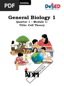 General Biology 1: Quarter 1 - Module 1: Title: Cell Theory