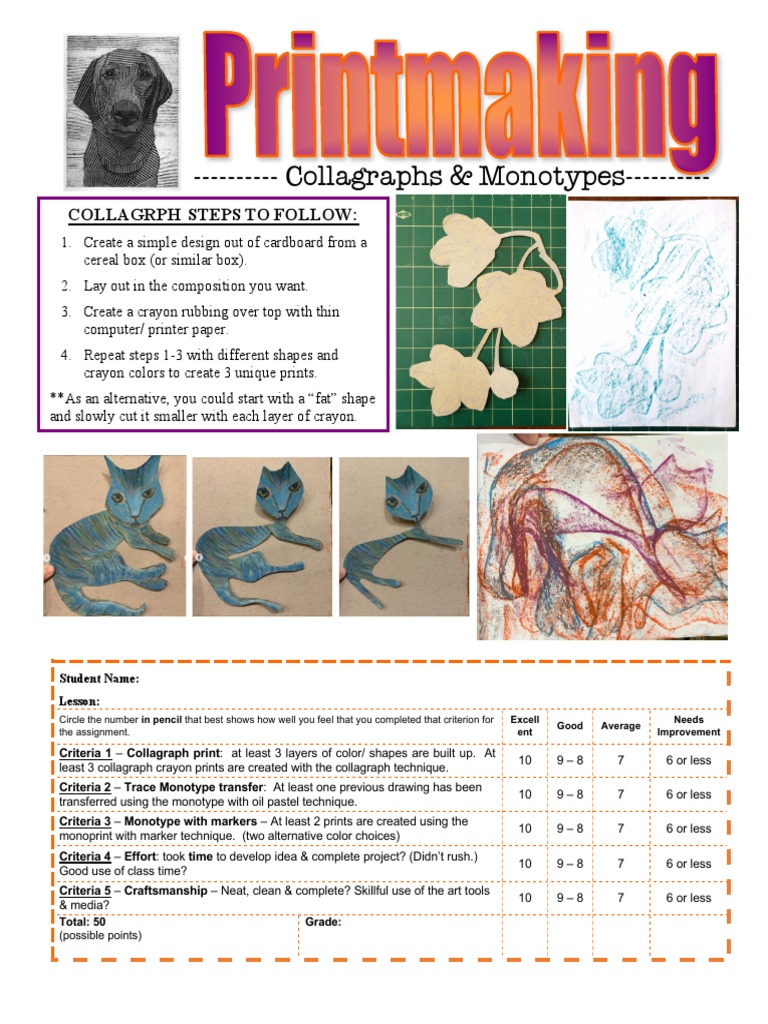 Printmaking Rubric PDF Printmaking Drawing