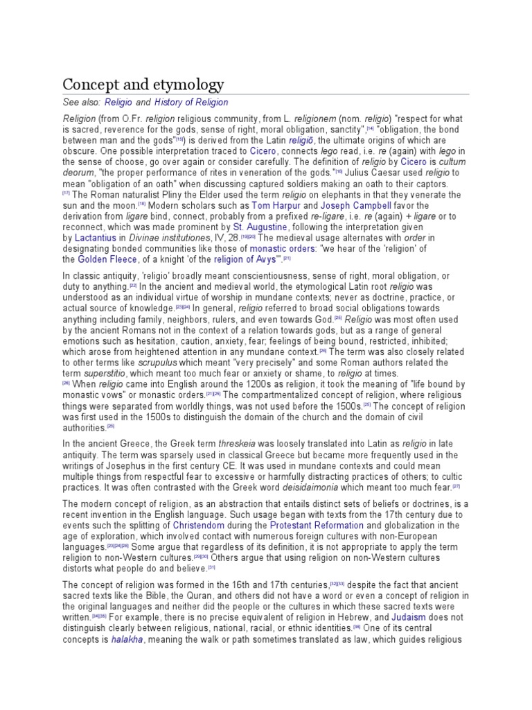 Concept and Etymology PDF Religious Faiths Religion And Belief