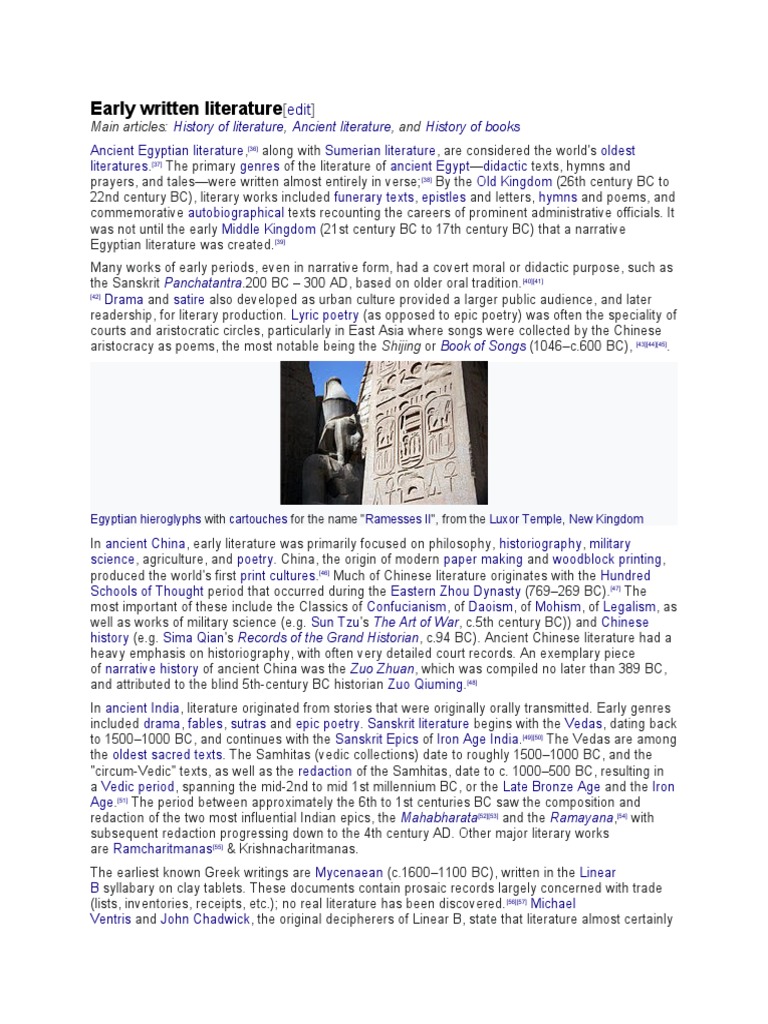 Early Written Literature PDF Homer Printing