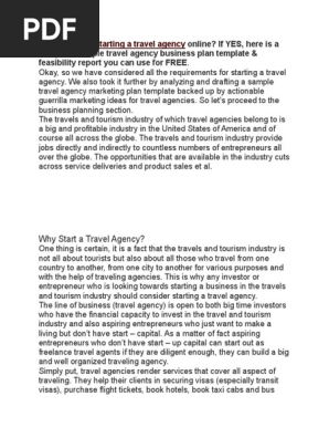 Sample business plan travel agency
