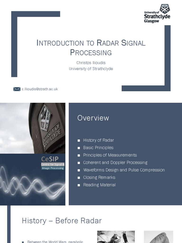 Introduction Radar Signal Processing PDF | PDF | Radar | Signal To ...