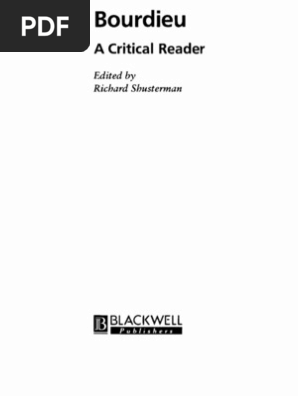 Bourdieu A Critical Reader Analytic Philosophy Pragmatism - 