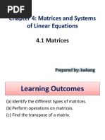 Chapter 4: Matrices and Systems of Linear Equations