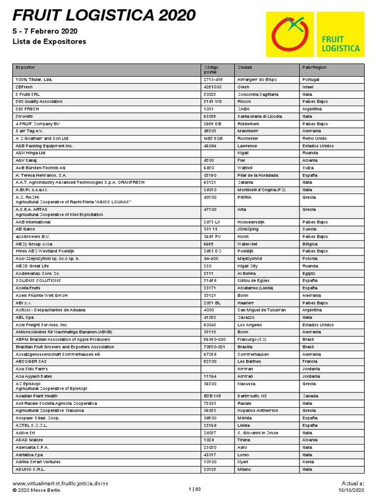 Lista De Expositores Pdf Agronomia Agricultura