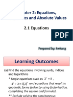 Chapter 2: Equations, Inequalities and Absolute Values