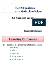 Chapter 2: Equations, Inequalities and Absolute Values